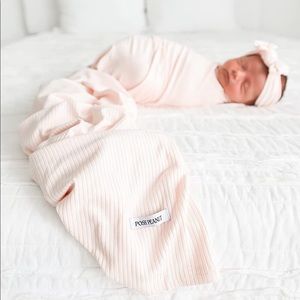 Posh Peanut baby swaddle blanket with headband